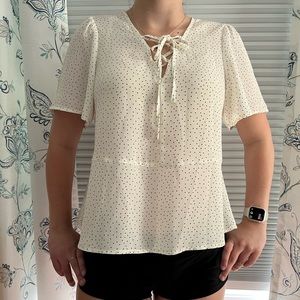 Banana Republic, cream colored with little dots, blouse, size S
